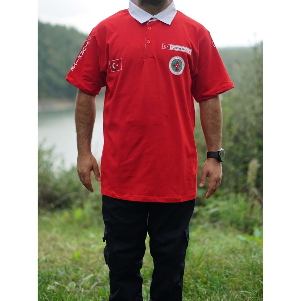 YAKALI KIRMIZI TİŞÖRT - XXL